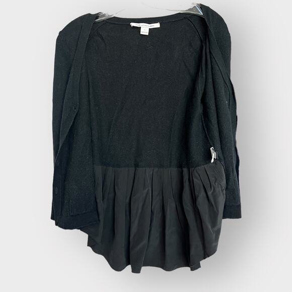 Diane Von Furstenberg Dena Cardigan | silk ruffle detail | wool cashmere sweater - Picture 2 of 7